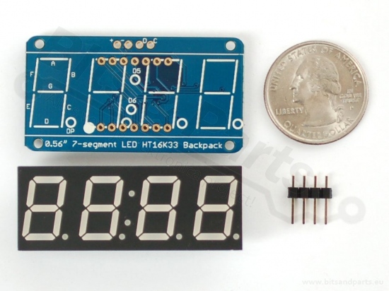 Cijferdisplay 4-Digit 7-Segments Rood 1,42cm + I2C backpack - Adafruit 878